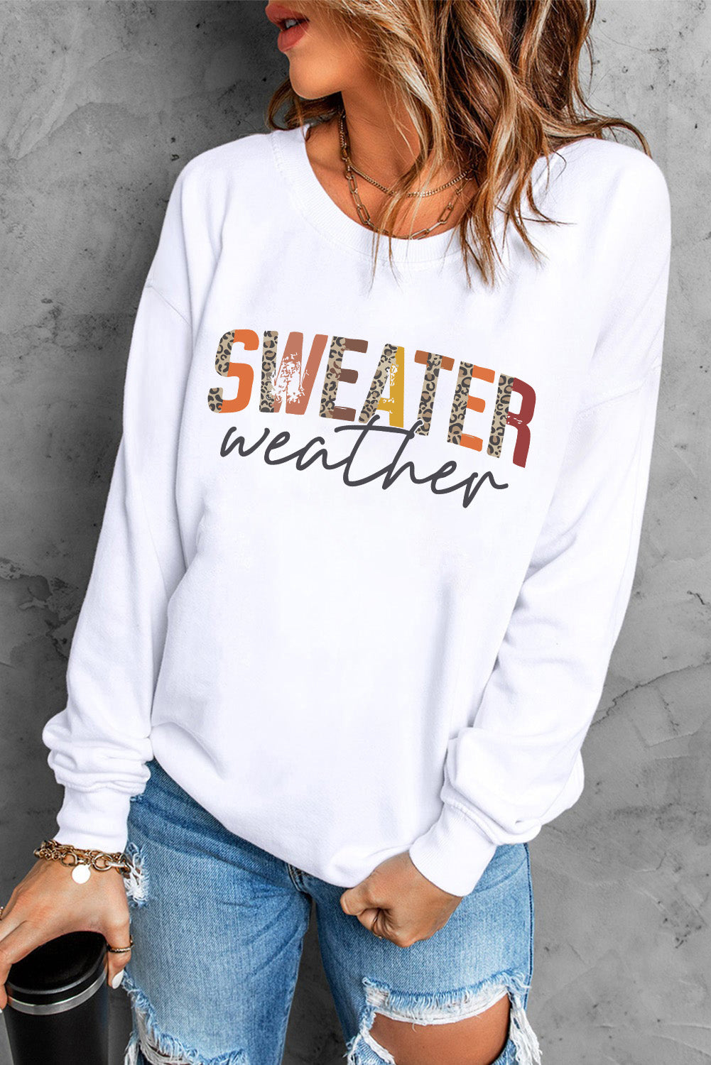 White Sweater Weather Vibrant Monogram Sweatshirt