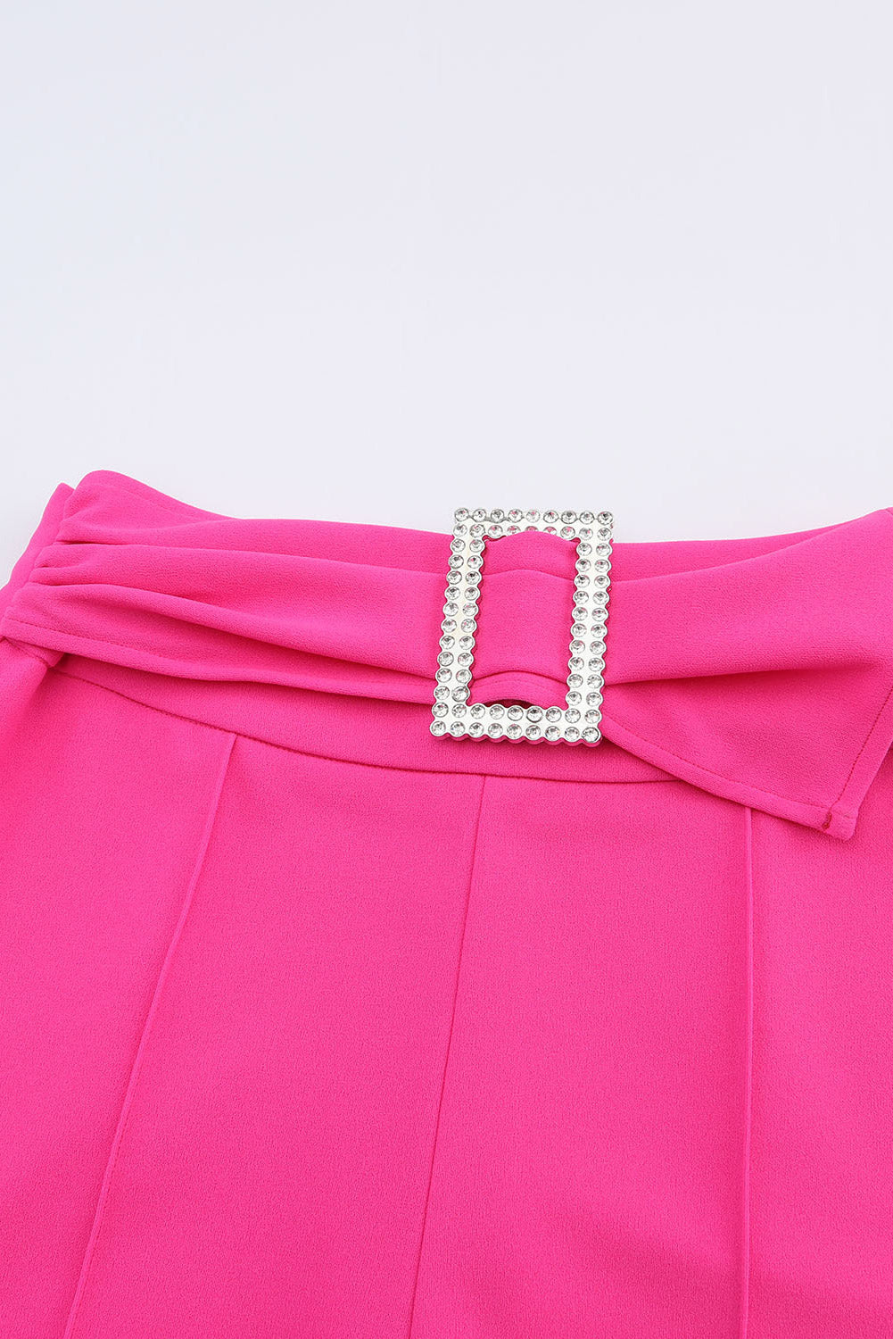 Rose Rhinestone Buckle Sash Wide Leg Pants