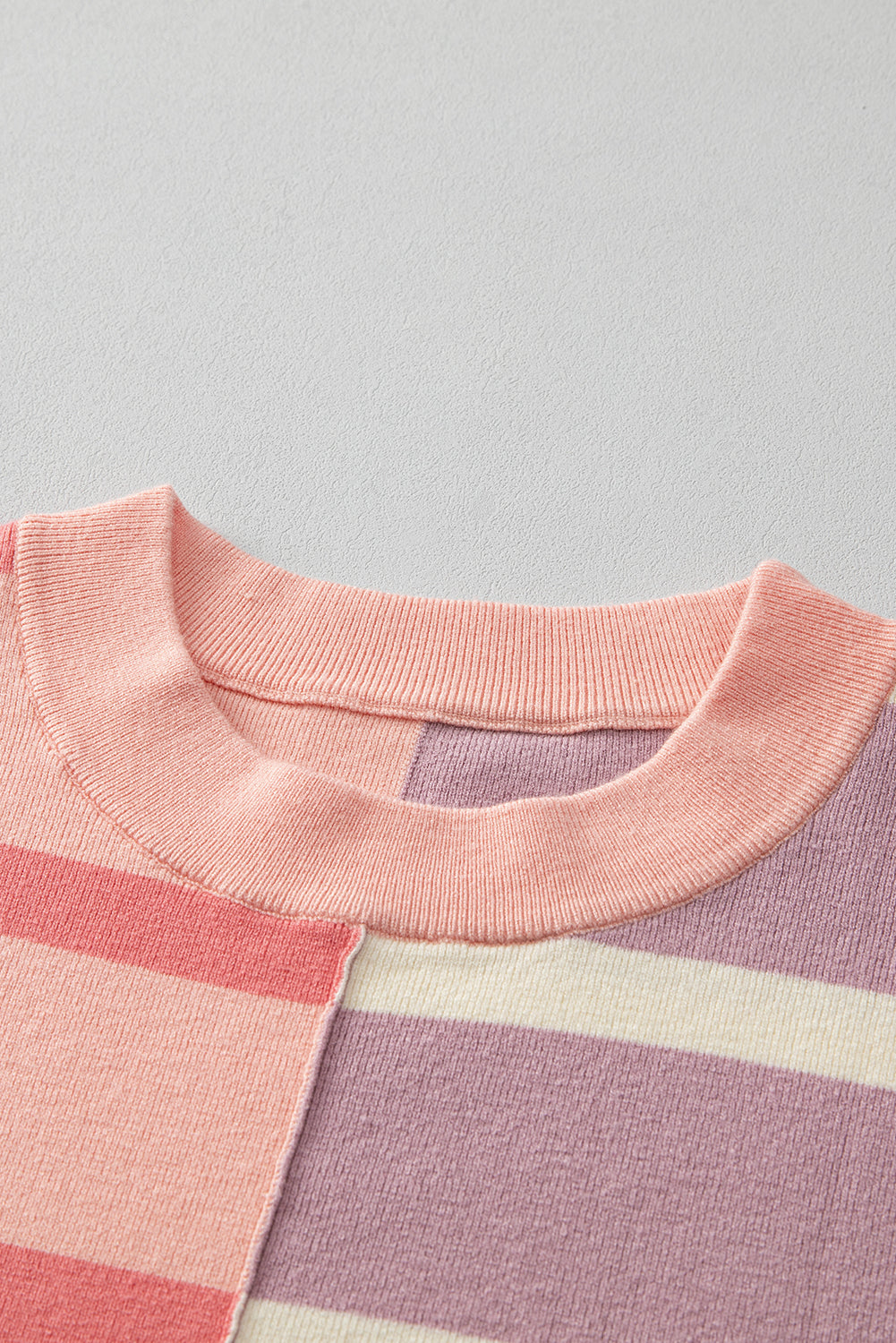 Pink Stripe Colorblock Oversized Sweater