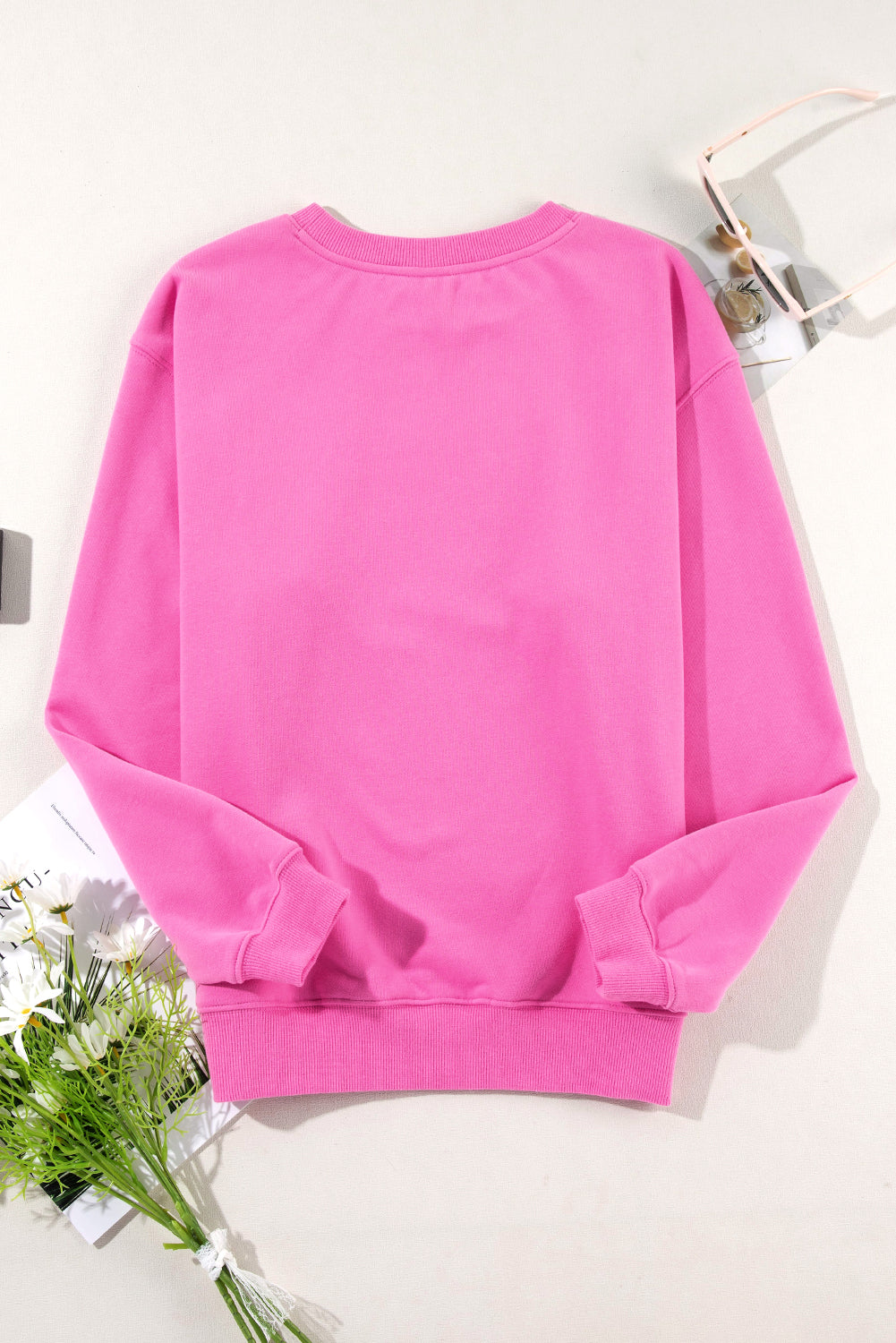 Meadow Mauve Solid Fleece Lined Drop Shoulder Terry Sweatshirt