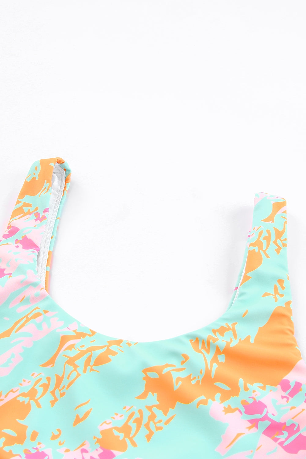 Light Blue Abstract Print High Waist Bikini Swimsuit