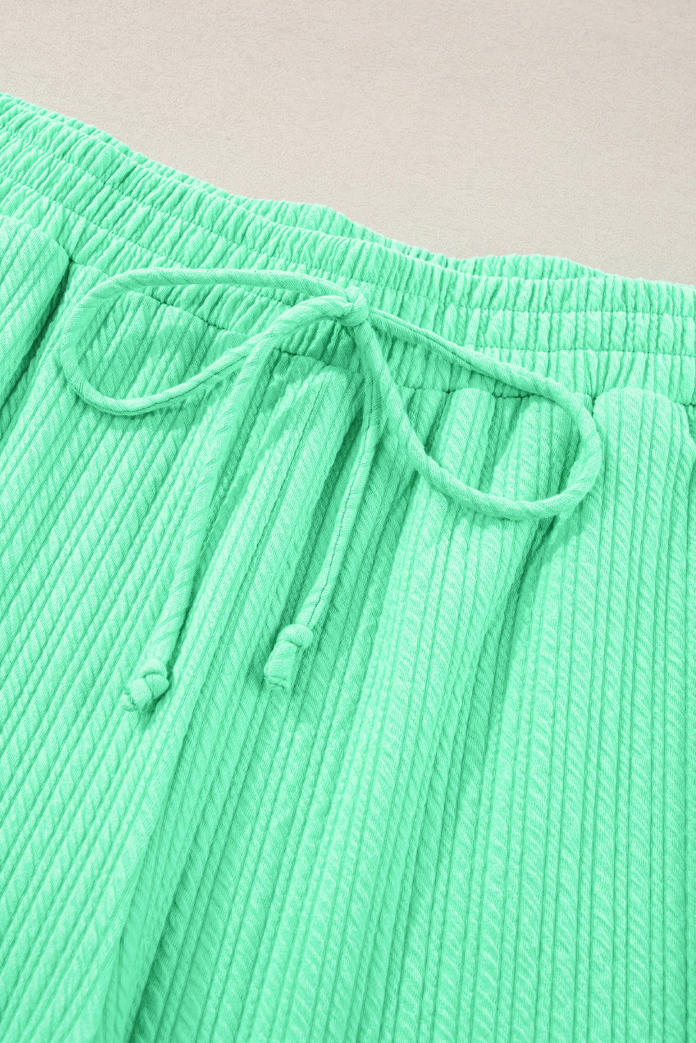 Mint Green Textured Batwing Sleeve Tee Wide Leg Pants Plus Size Set