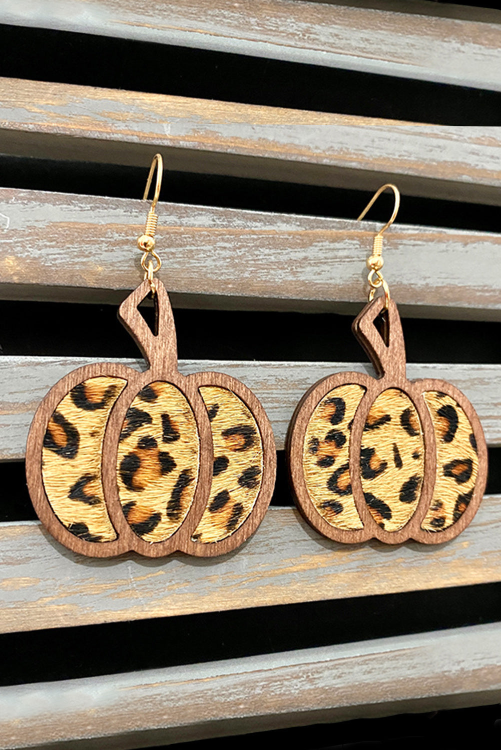 Brown Animal Print Pumpkin Shape Drop Earrings