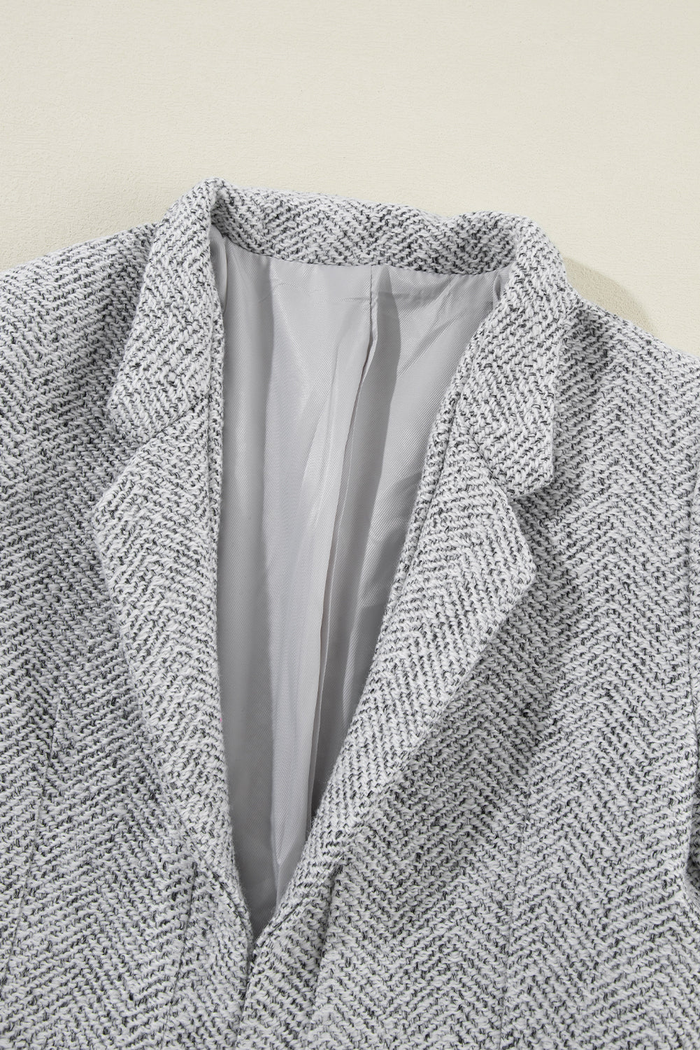 Light Grey Lapel Collar Blazer with Pocket