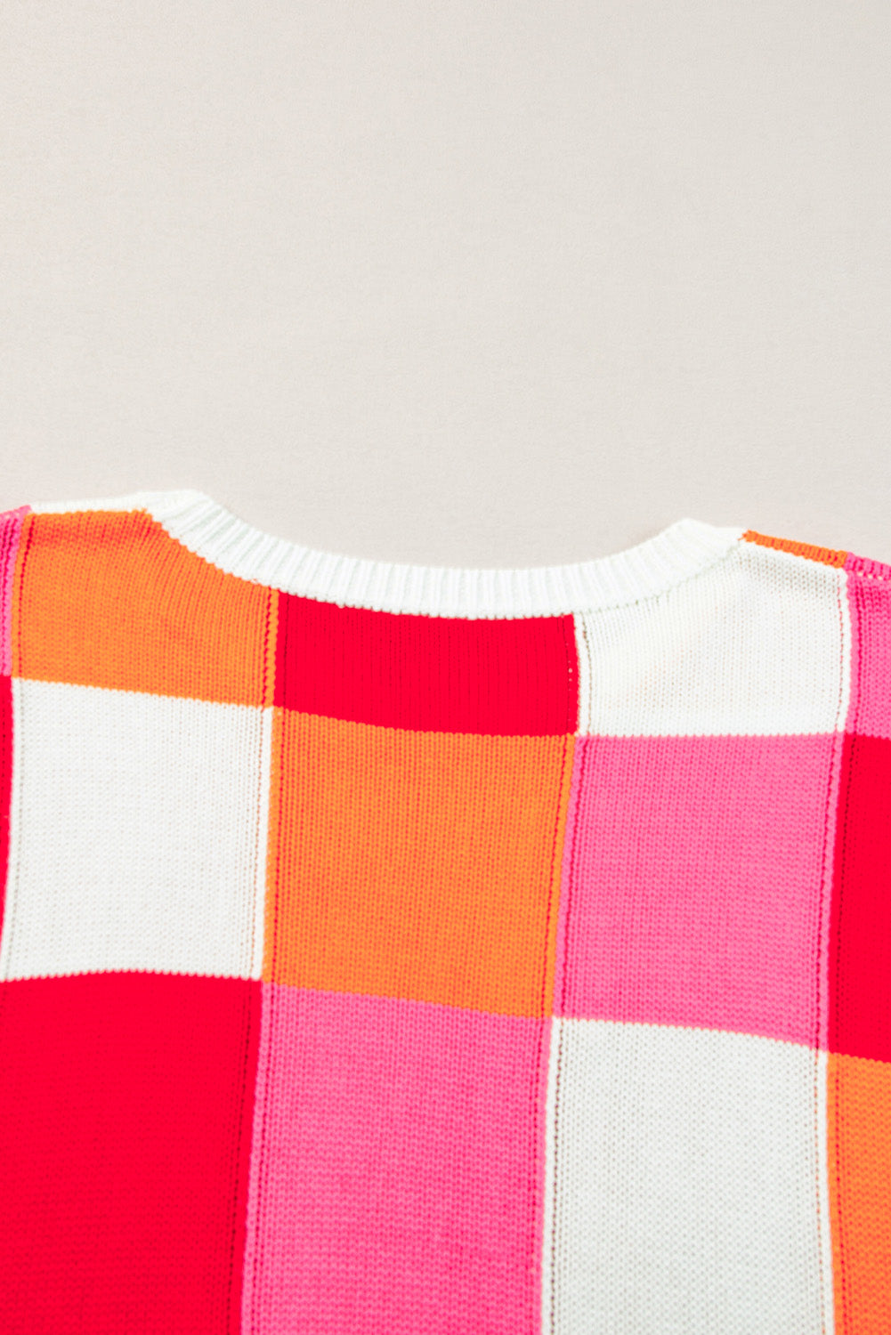 Grapefruit Orange Color Block Cap Sleeve Sweater